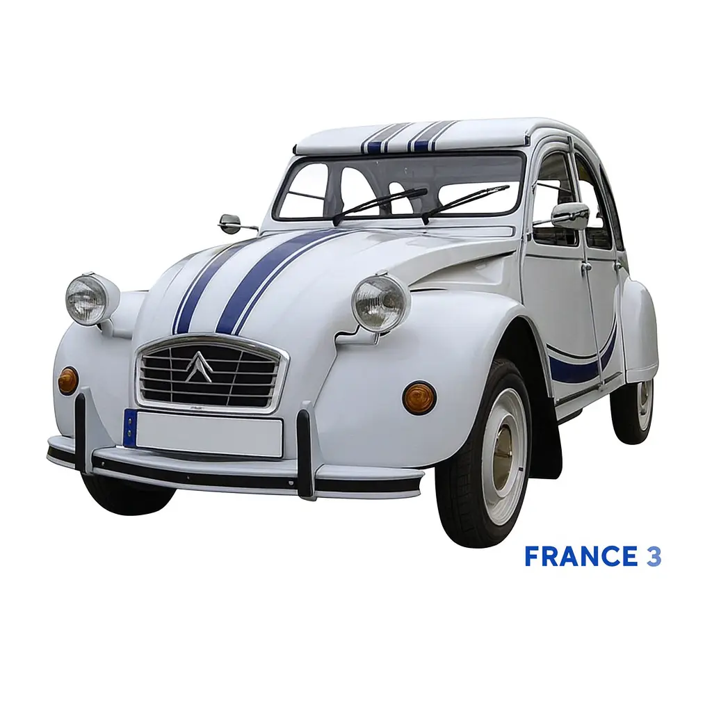 Ensemble adhésif pour 2CV France 3 - bandes + bateau malle arrière