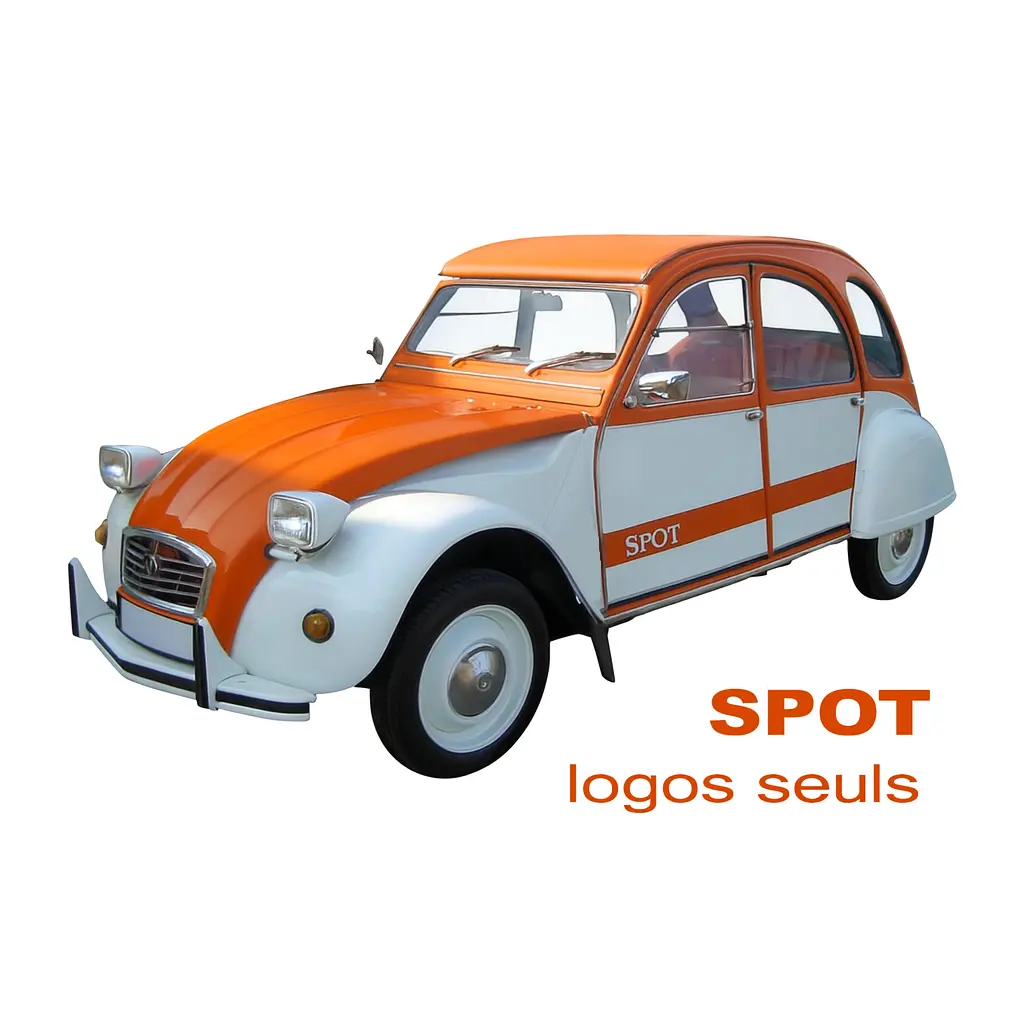 [A09935] Ensemble adhésif pour 2CV Logos "Spot" Blanc Brillant