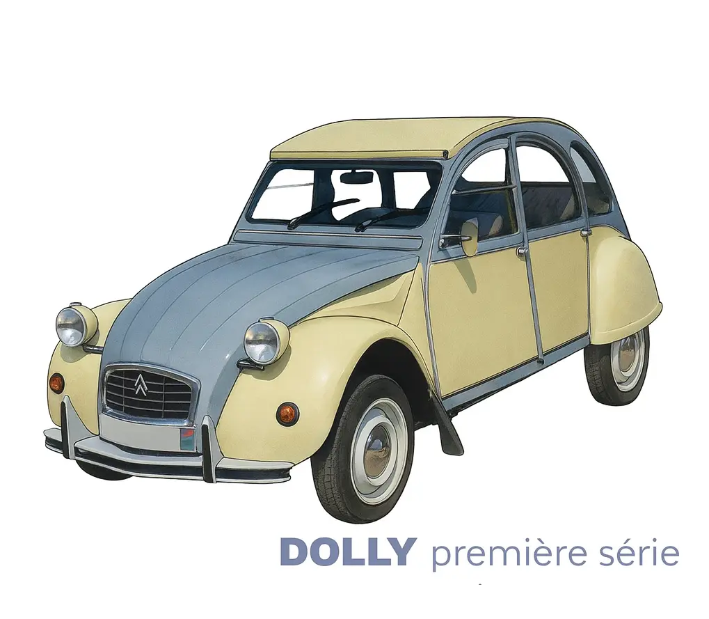 [A09999] Ensemble adhésif 2CV Dolly 1ère Série - Jaune Rialto, Gris Cormoran