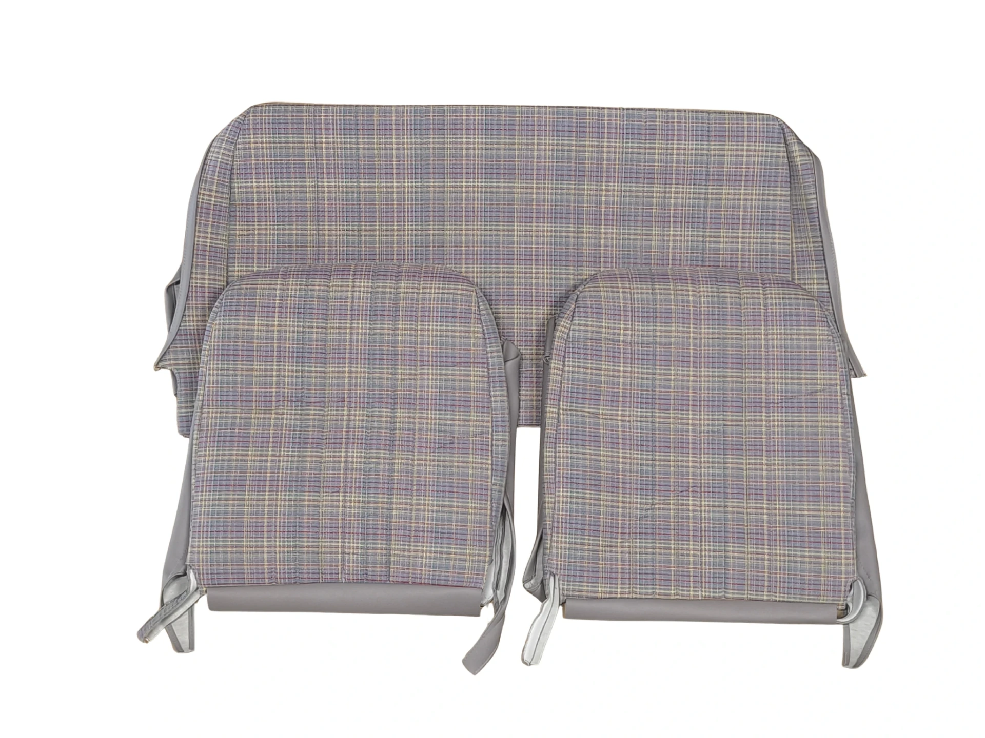 Lot garnitures Symetrique Tissu GRIS ECOSSAIS 2 sièges AV + banq. AR