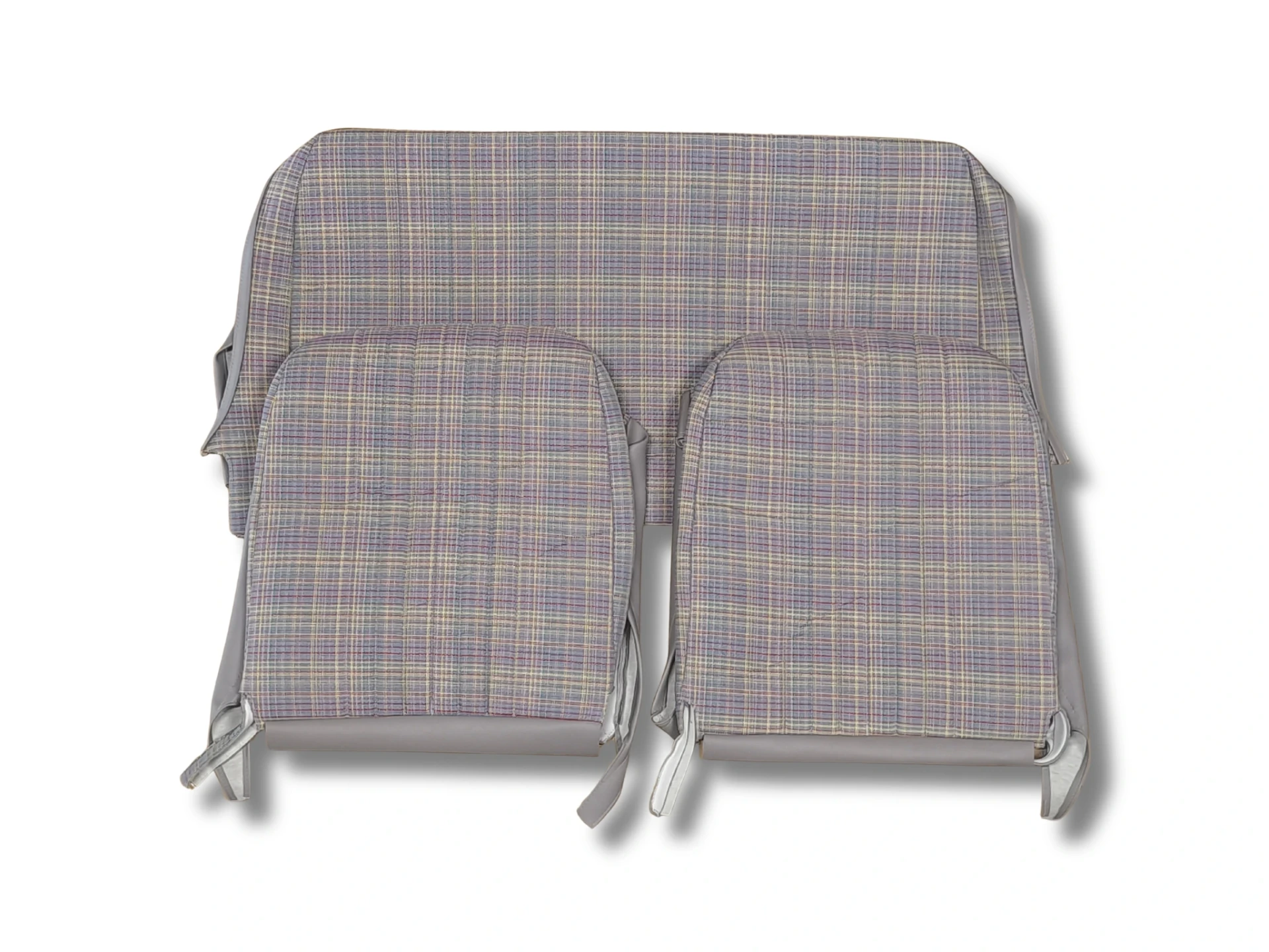 [A21604] Lot garnitures Symetrique Tissu GRIS ECOSSAIS 2 sièges AV + banq. AR