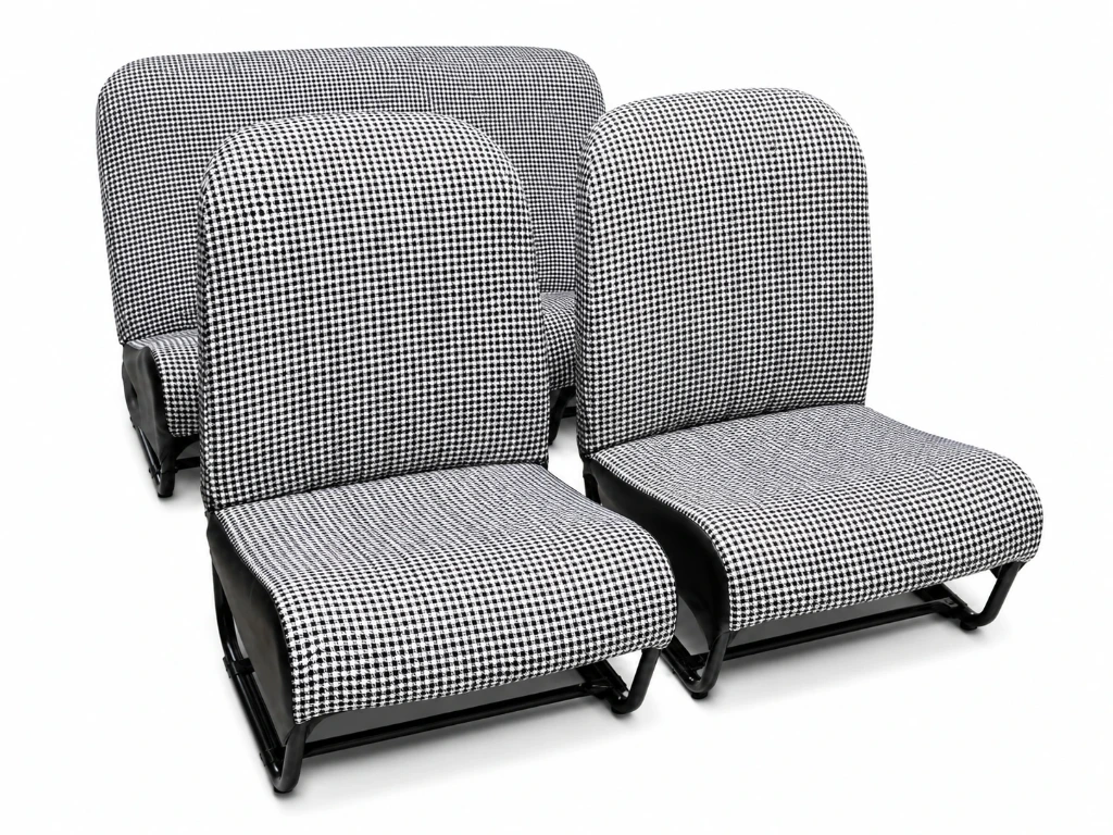 [A21866] Lot complet 2 sièges AV + Banquette AR Tissu PIED DE POULE NOIR