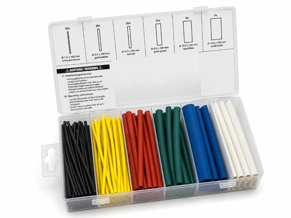[A45320] assortiment 100 gaines thermorétractables L = 10cm (diam. 1,5 / 2,5 / 4,0 / 6,0 / 10,0 / 13,0mm)